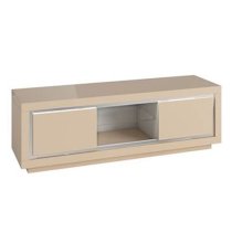 Spalding High Gloss TV Stand With 2 Doors In Cream And LED