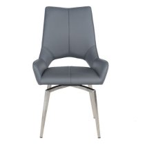 Scissett Grey White Faux Leather Dining Chairs In Pair