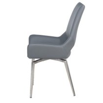 Scissett Grey White Faux Leather Dining Chairs In Pair