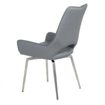 Scissett Grey White Faux Leather Dining Chairs In Pair