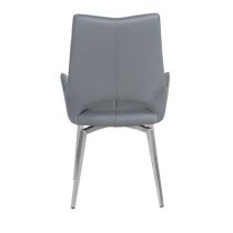 Scissett Grey White Faux Leather Dining Chairs In Pair