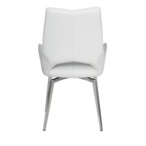 Scissett Swivel White Faux Leather Dining Chairs In Pair