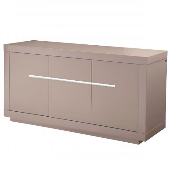 Martley High Gloss Sideboard With 3 Doors In Cream And LED