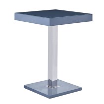 Topaz High Gloss Bar Table Square Glass Top In Grey