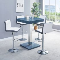 Topaz High Gloss Bar Table Square Glass Top In Grey