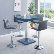 Topaz High Gloss Bar Table Square Glass Top In Grey