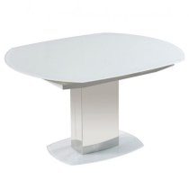 Oakmere Rotating Extending Glass Dining Table In Super White