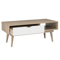 Scandia Wooden Coffee Table In Oak And White