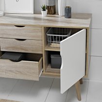 Scandia Wooden Sideboard In Oak And White