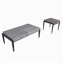 Nevis End Table In Light Dark Concrete With Metal Legs