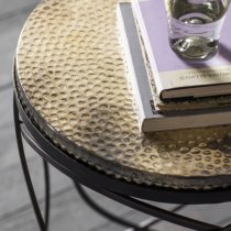 Kamba Round Metal Side Table In Gold And Black