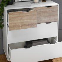 Selkirk Wooden Chest Of 4 Drawers In Matt White And Oak