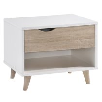 Selkirk Wooden Bedside Cabinet In Matt White And Oak