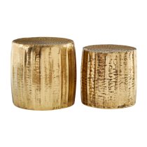 Casa Round Set Of 2 Stools In Antique Brass