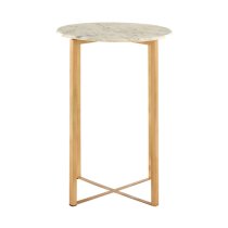 Casa Round White Marble Side Table With Gold Metal Frame