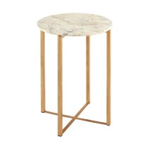 Casa Round White Marble Side Table With Gold Metal Frame