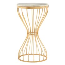 Casa Round White Marble Side Table With Gold Pinched Frame