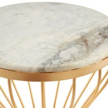 Casa Round White Marble Side Table With Gold Pinched Frame