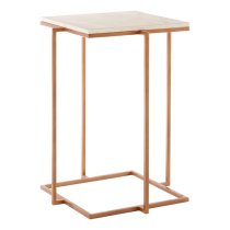 Shalom Square White Marble Top Side Table With Gold Base