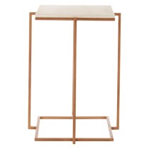 Shalom Square White Marble Top Side Table With Gold Base