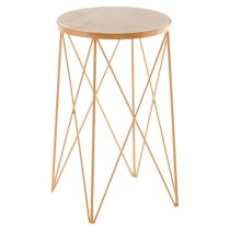 Shalom Round White Marble Top Side Table With Gold Cross Legs