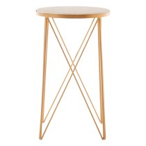 Shalom Round White Marble Top Side Table With Gold Cross Legs