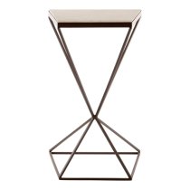 Shalom Trapezoid White Marble Top Side Table With Black Frame