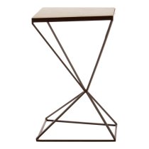 Shalom Trapezoid White Marble Top Side Table With Black Frame