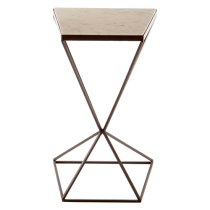 Shalom Trapezoid White Marble Top Side Table With Black Frame