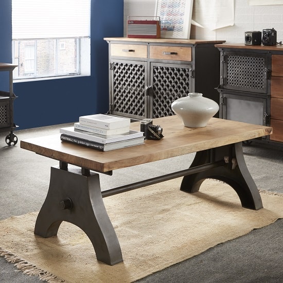 Harlow Coffee Table In Solid Hardwood And Reclaimed Metal