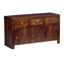 Tivat Mango Wood Sideboard 3 Doors 3 Drawers In Dark Mahogany