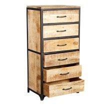 Clio Chest Of Drawers Tall In Reclaimed Wood And Metal Frame