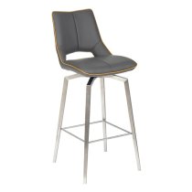 Mosul Bar Chair In Graphite Grey And Brushed Steel Legs