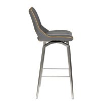 Mosul Bar Chair In Graphite Grey And Brushed Steel Legs