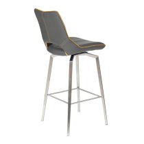 Mosul Bar Chair In Graphite Grey And Brushed Steel Legs