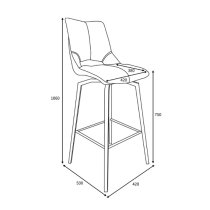 Mosul Bar Chair In Graphite Grey And Brushed Steel Legs