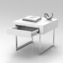 Casa High Gloss Side Table With 1 Drawer In White