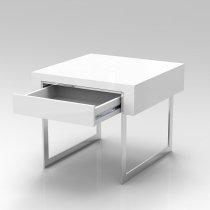 Casa High Gloss Side Table With 1 Drawer In White