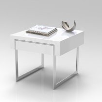 Casa High Gloss Side Table With 1 Drawer In White