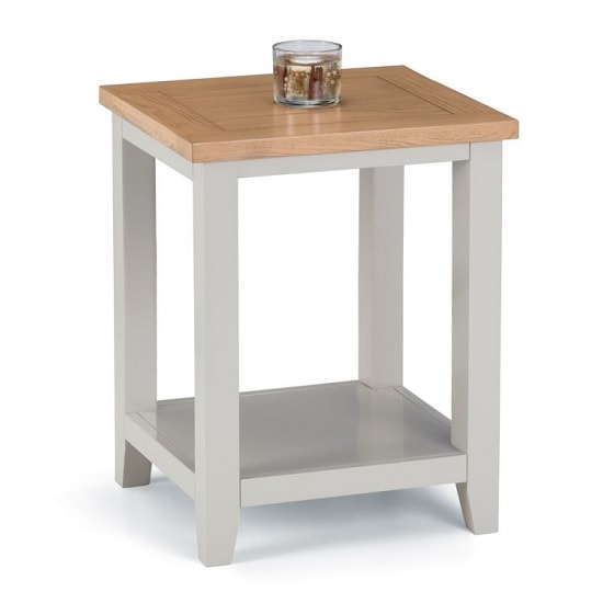 Raisie Wooden Lamp Table In Oak Top And Grey