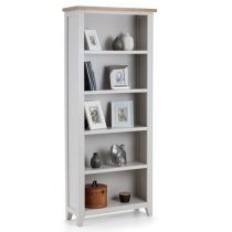 Raisie Wooden Tall Bookcase In Oak Top And Grey