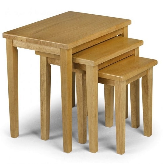 Cadee Wooden Nest Of 3 Tables Square In Light Oak