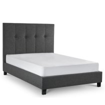 Sadzi Linen Fabric Double Bed In Slate Grey