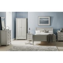 Madge Bedside Cabinet In Dove Grey Lacquer With 3 Drawers