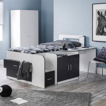 Caerwyn Childrens Cabin Bed In Matt White And Charcoal Grey