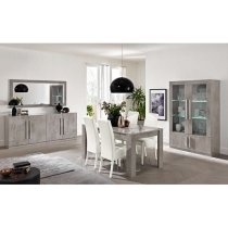 Breta High Gloss Display Cabinet 2 Doors In Grey With LED