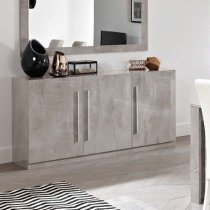 Breta High Gloss Sideboard 3 Doors In Grey Marble Effect