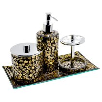 Perth Mosiac Glass Bathroom Set In Gold