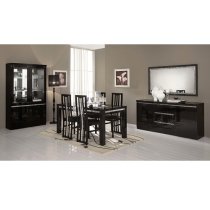 Regal Display Cabinet In Black Gloss Lacquer Cromo Decor LED