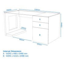 Sorbose Black Glass Top Laptop Desk In Walnut And White